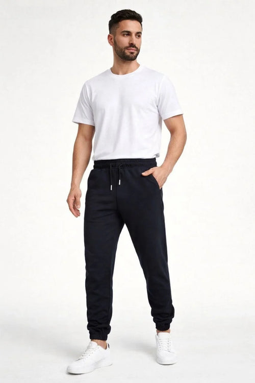Erkek Jogger Eşofman Altı Cepli, Paça Lastikli , Spor Pantolon - Siyah