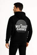 Erkek Kapüşonlu Kanguru Cepli Sweatshirt 3 İplik Pamuklu Baskılı Hoodie -  Siyah